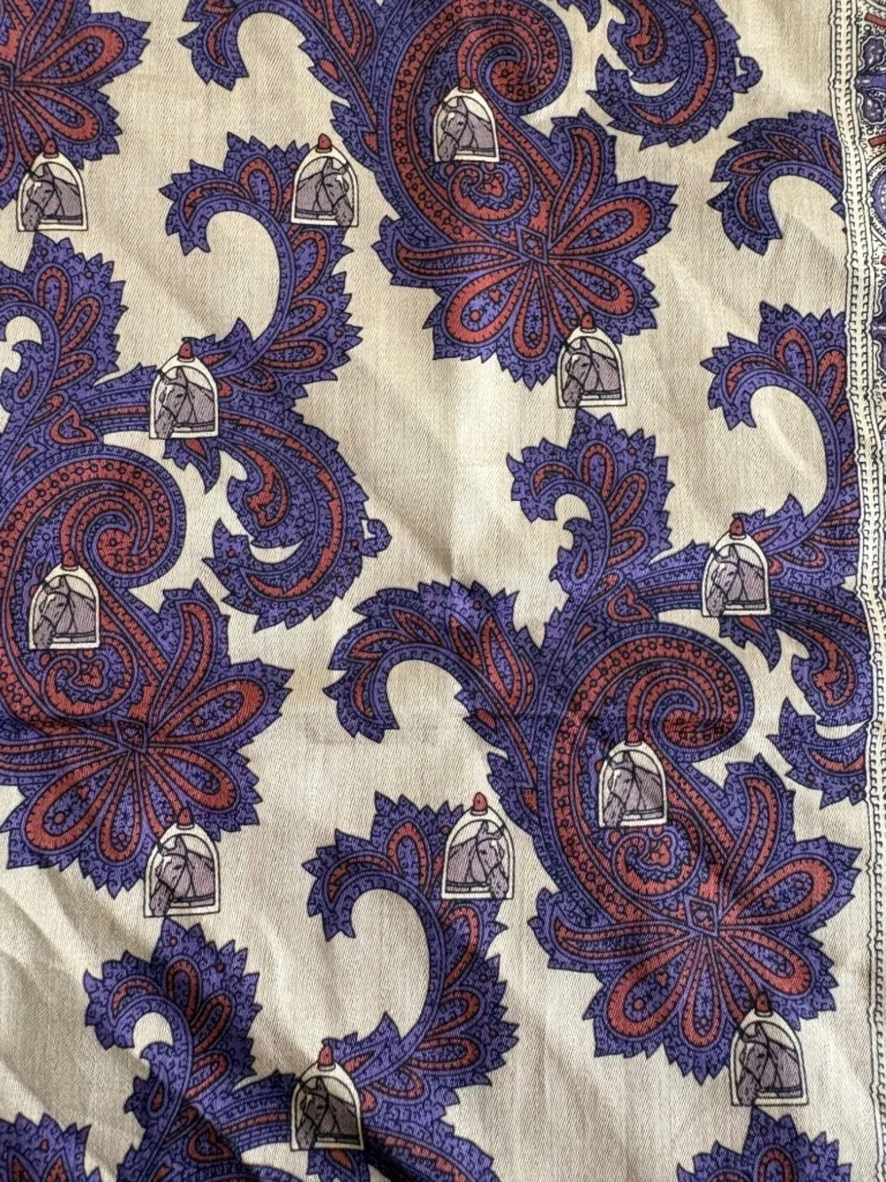 Celine Vintage Purple Paisley Handkerchief/Bandana 100% Cotton